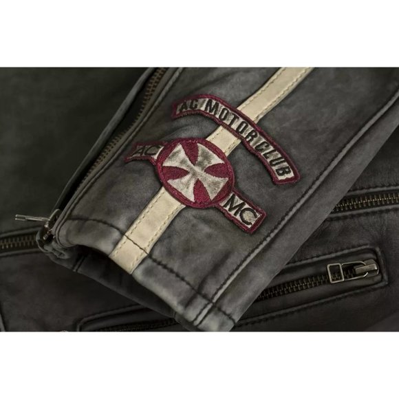 AFFLICTION Leather BLACK MOON RIDERS JACKET Grey - Picture 8 of 11
